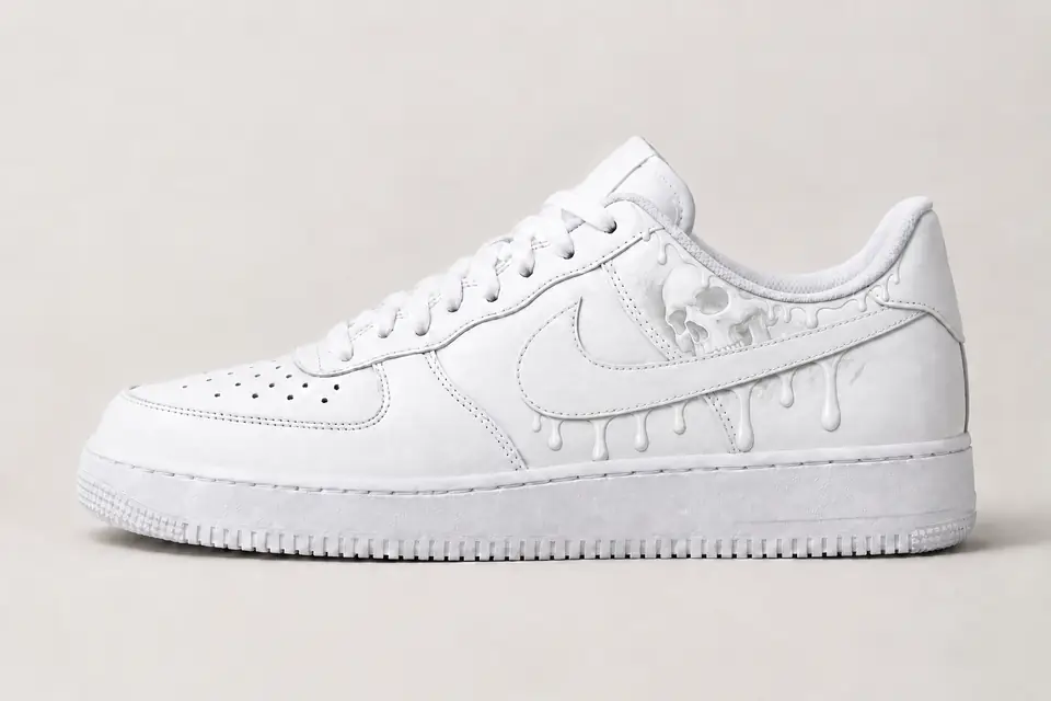 Air Force Squelette Drip coloris blanc, vue de profil