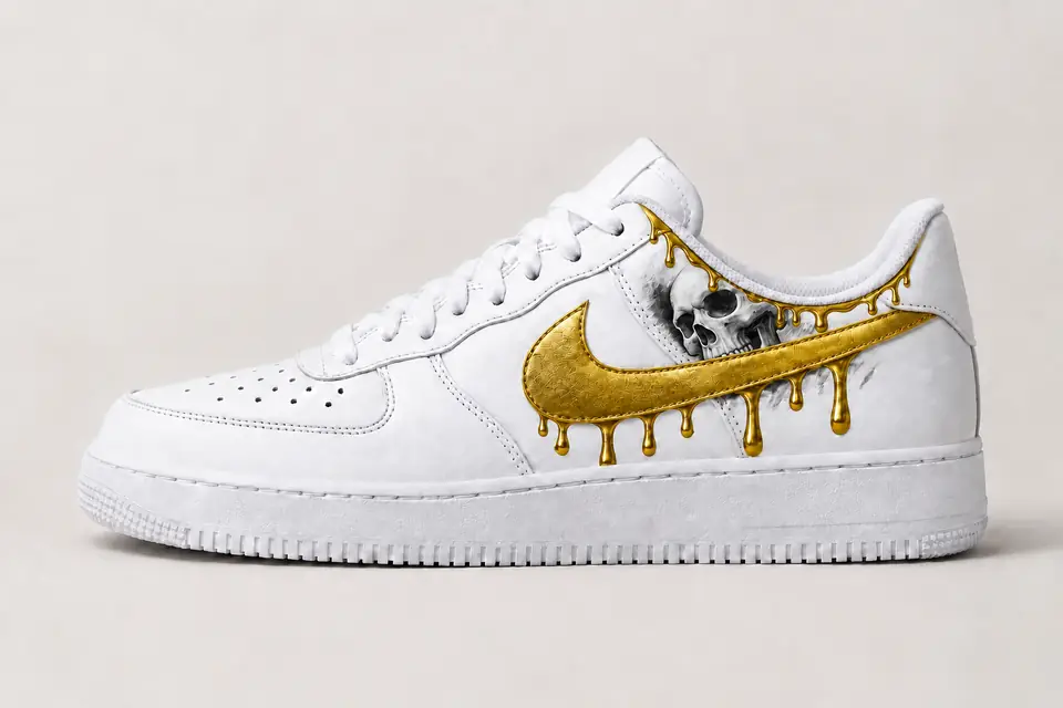 Air Force Squelette Drip coloris or, vue de profil