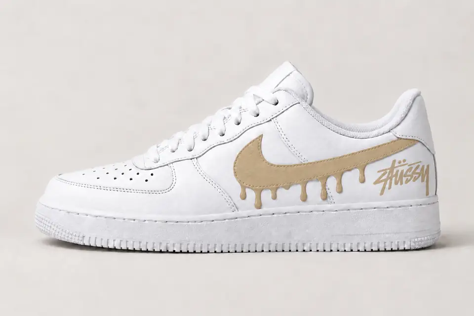 Air Force Stüssy Drip coloris beige, vue de profil