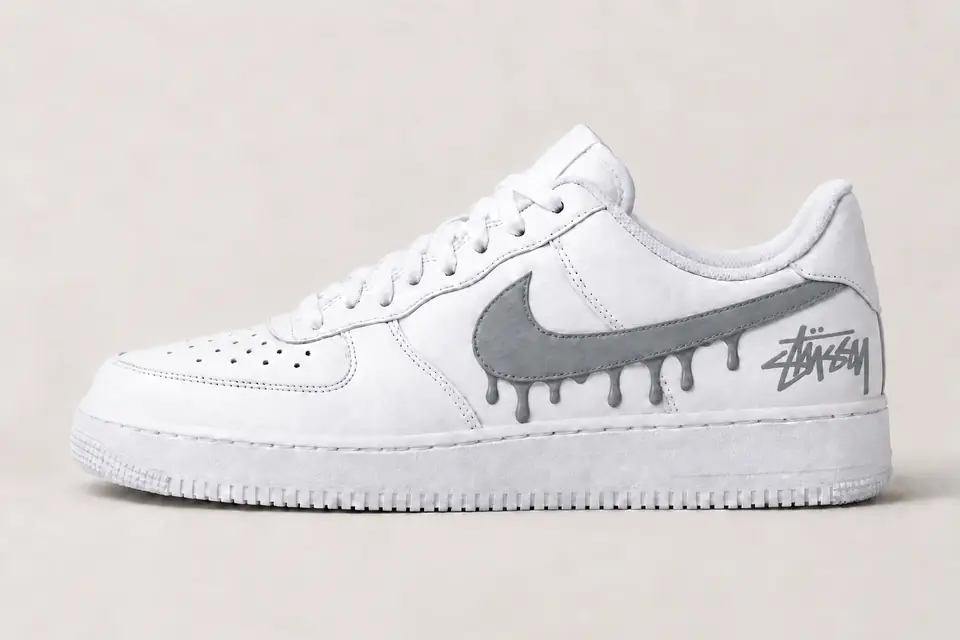 Air Force Stüssy Drip coloris gris, vue de profil