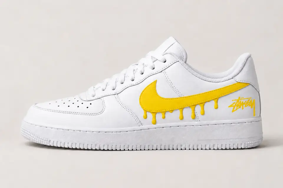 Air Force Stüssy Drip coloris jaune, vue de profil