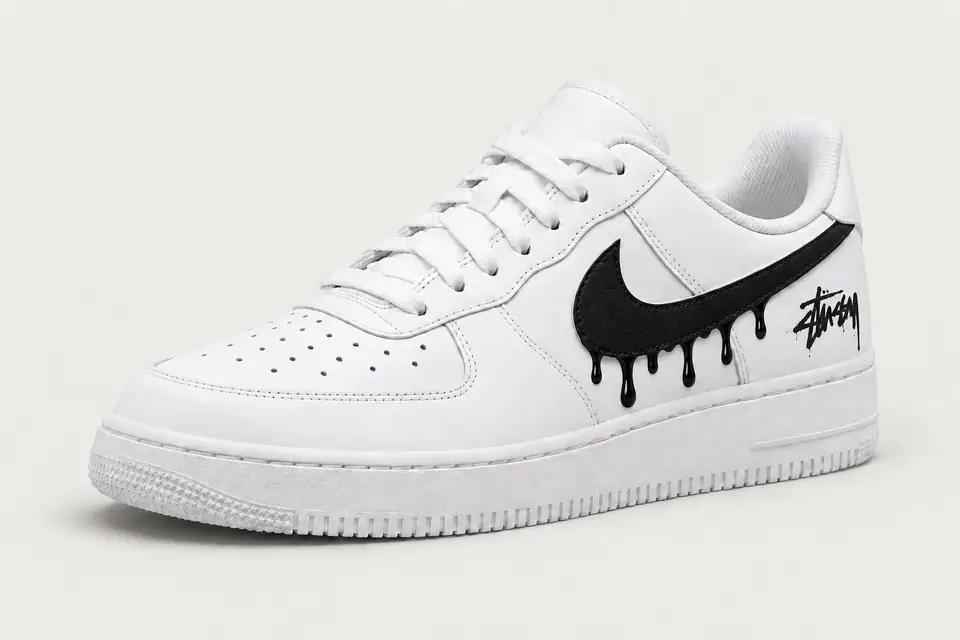Air Force Stüssy Drip coloris noir, vue de trois quarts