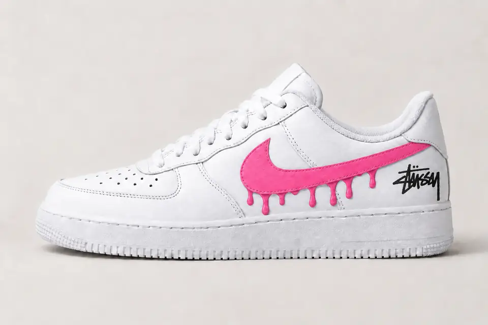 Air Force Stüssy Drip coloris rose, vue de profil