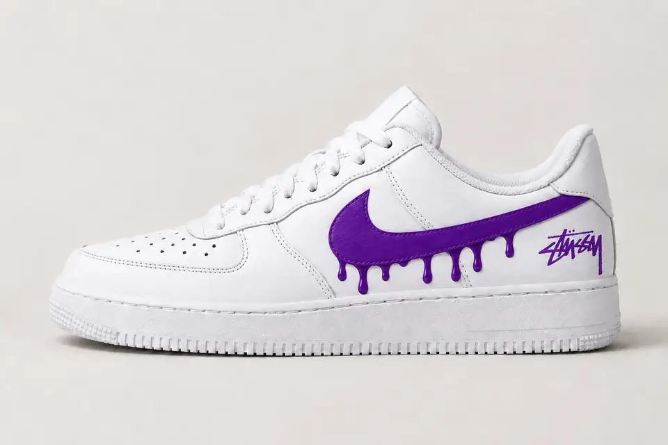 Air Force Stüssy Drip coloris violet, vue de profil