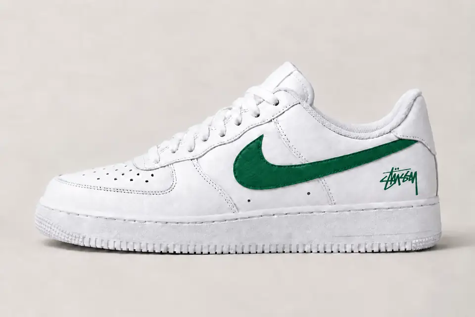 Air Force Stüssy Swoosh Peint coloris vert, vue de profil