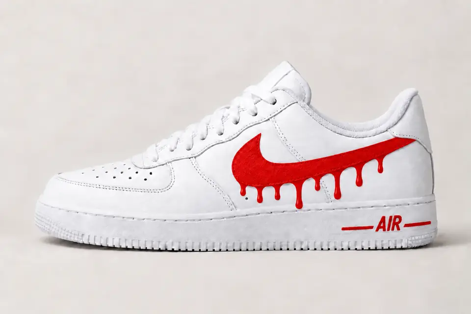 Air Force Tissu Drip coloris rouge, vue de profil