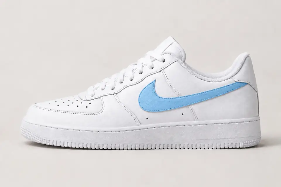 Différence Air Force 1 Homme et Femme coloris bleu ciel, vue de profil