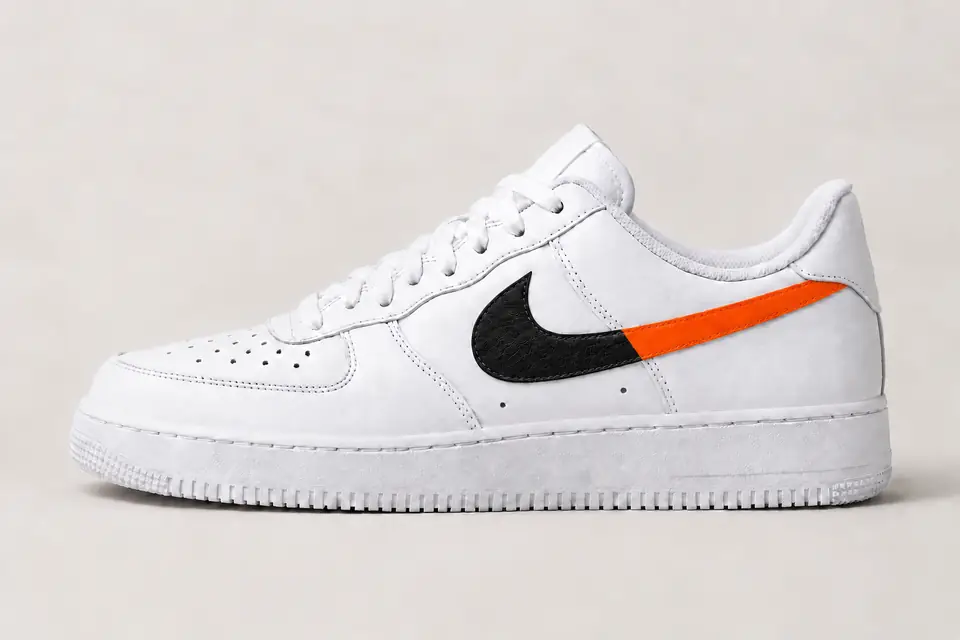 Différence Air Force 1 Homme et Femme coloris noir et orange, vue de profil