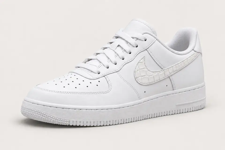 Nike Air Force 1 Crocodile Blanche coloris blanc, vue de trois quarts