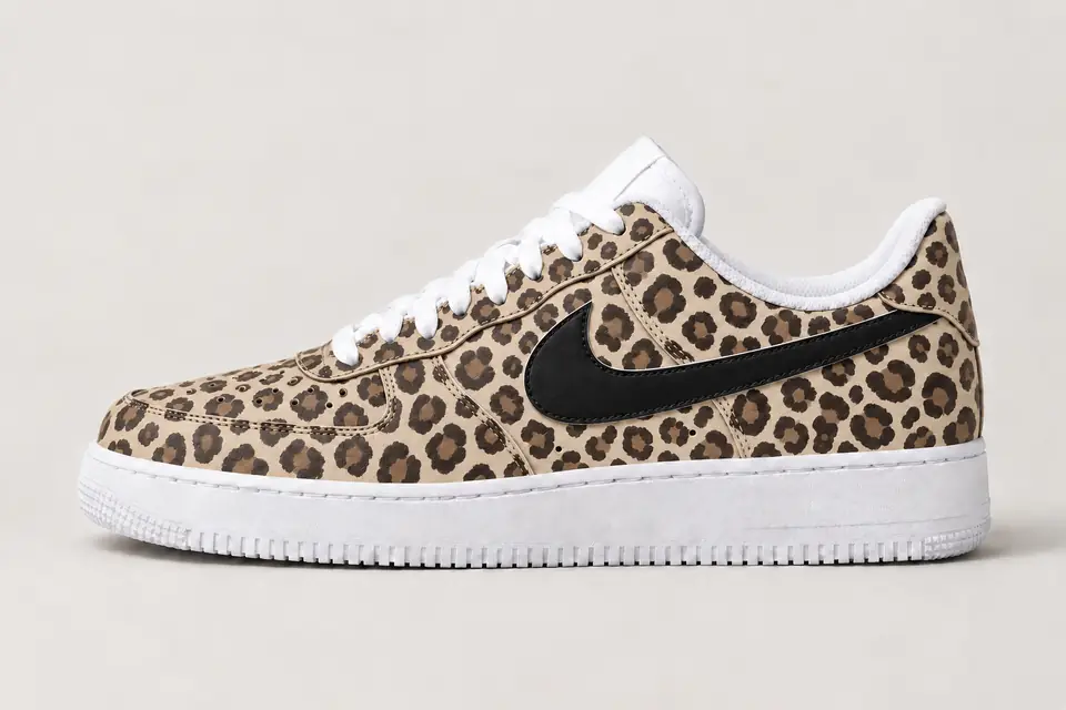 Nike Air Force 1 Léopard Femme coloris beige et marron, vue de profil