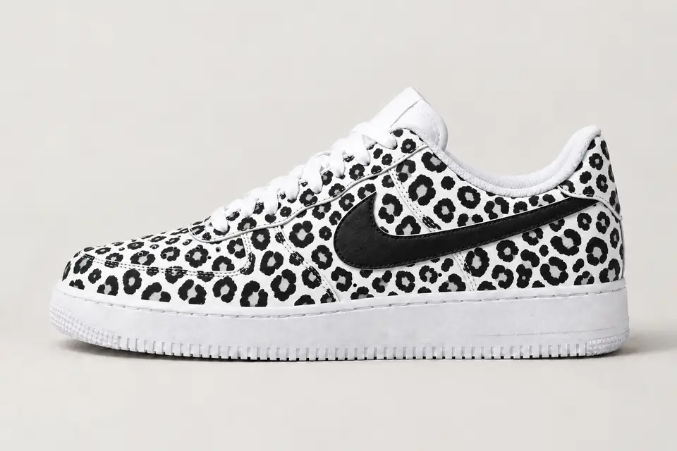 Nike Air Force 1 Léopard Femme coloris noir et blanc, vue de profil