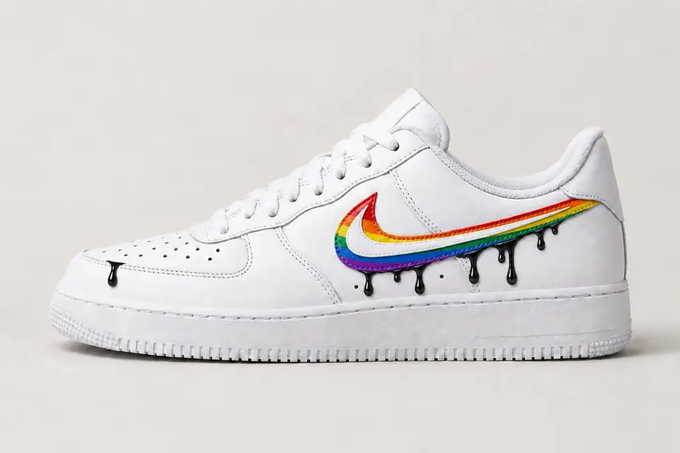 Nike Air Force 1 LGBT Drip coloris noir, vue de profil