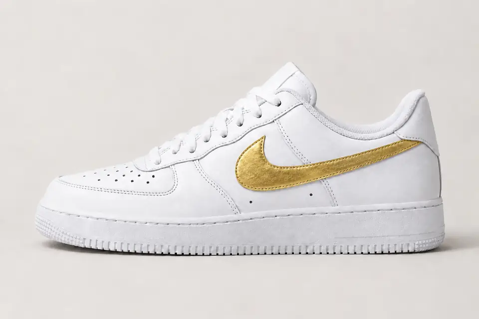 Nike Air Force 1 Metallic Rose Gold coloris or, vue de profil
