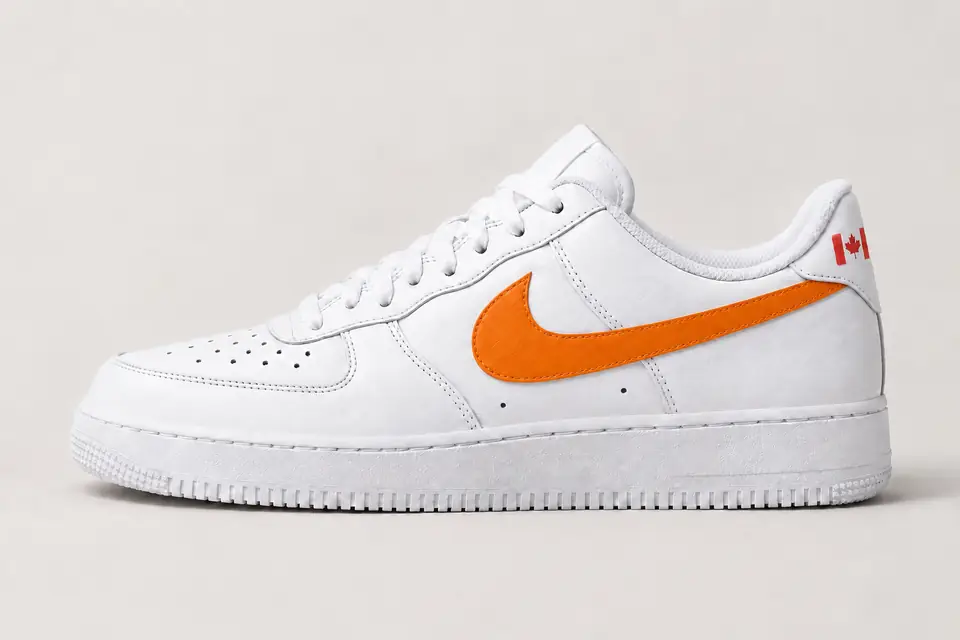 Nike Air Force Canada coloris blanc et orange, vue de profil